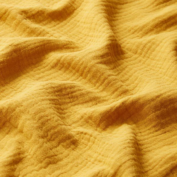 GOTS Tissu double gaze de coton | Tula – jaune curry,  image number 3