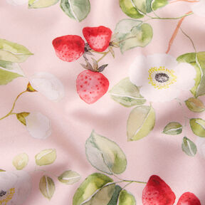 Tissu en coton Popeline Fleurs de fraisier – rosé/rouge, 
