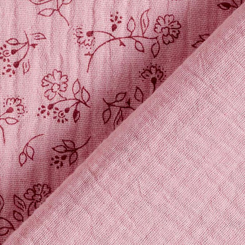 Tissu double gaze de coton Petites vrilles de fleurs – rose,  image number 4