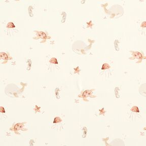 Tissu pour veste de pluie Monde sous-marin délicat Impression numérique – crème, 