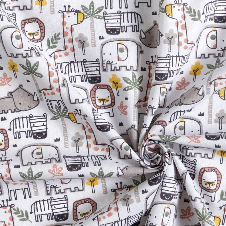 Tissu en coton Cretonne petits animaux sauvages – argent, image number 3