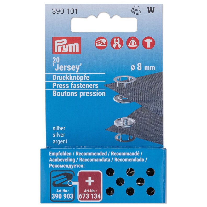 Jersey boutons-pression kit de recharge [20 unités | Ø 8 mm] | Prym – argent métallisé,  image number 1