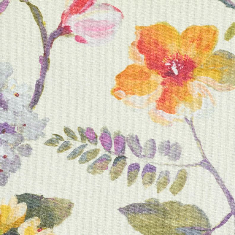 Tissu de décoration Canvas Hortensias – crème/myrtille, image number 5