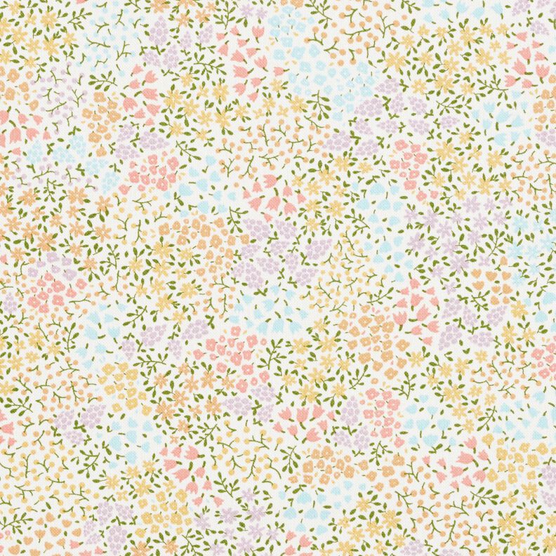 Tissu de décoration Semi-panama Fleurettes colorées – ivoire/rose, image number 1