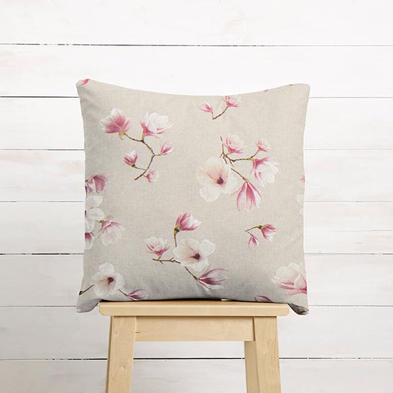 Tissu de décoration Semi-panama Fleur de magnolia – mauve/nature,  image number 7