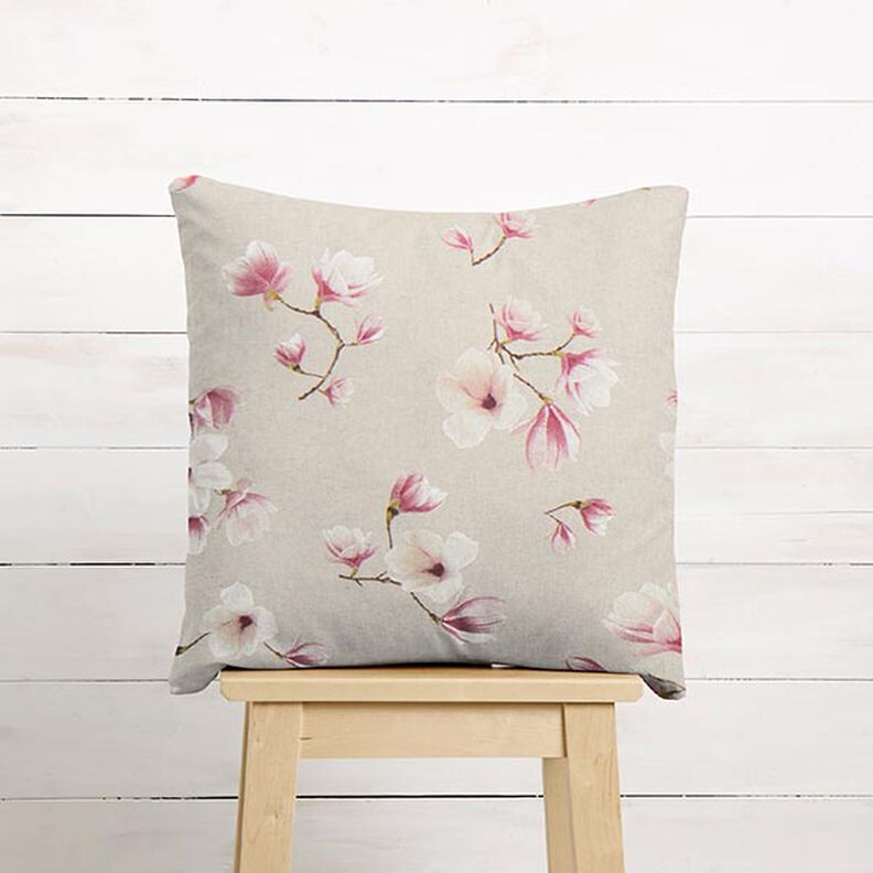 Tissu de décoration Semi-panama Fleur de magnolia – mauve/nature, image number 7