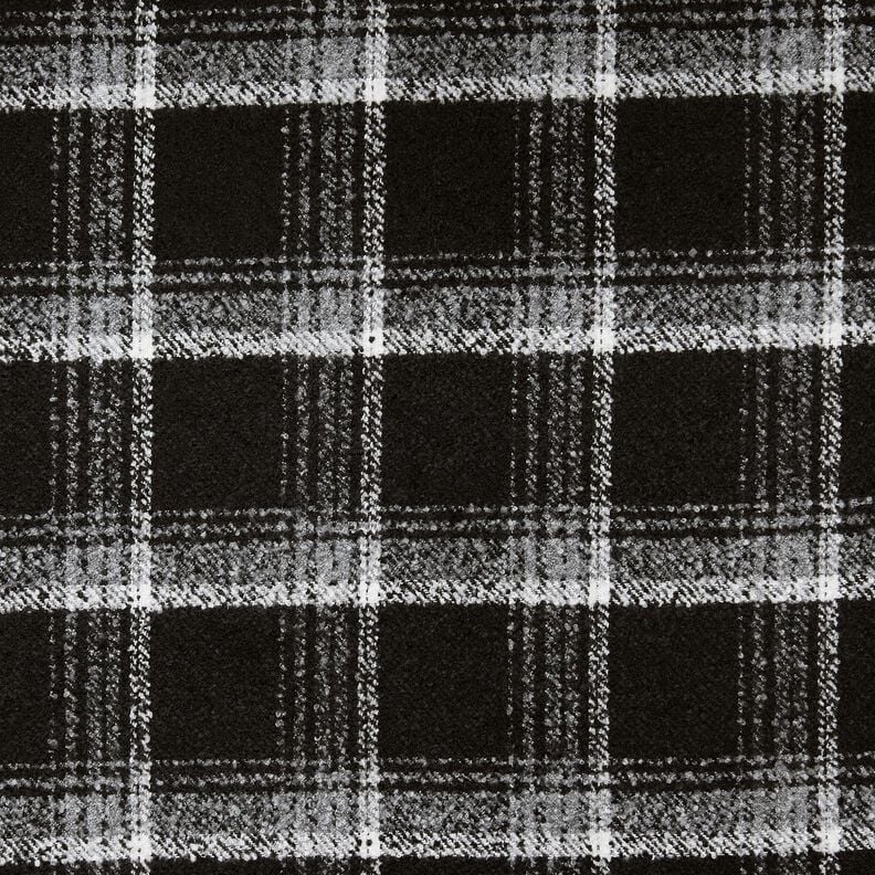 Tissu pour manteau Tissu bouclette à carreaux – noir/blanc,  image number 1