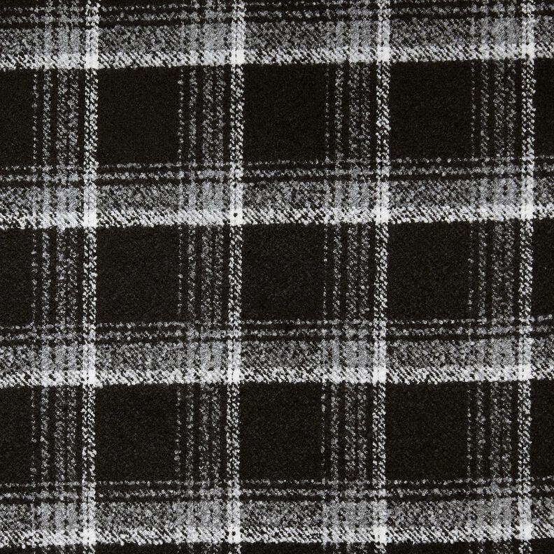 Tissu pour manteau Tissu bouclette à carreaux – noir/blanc, image number 1