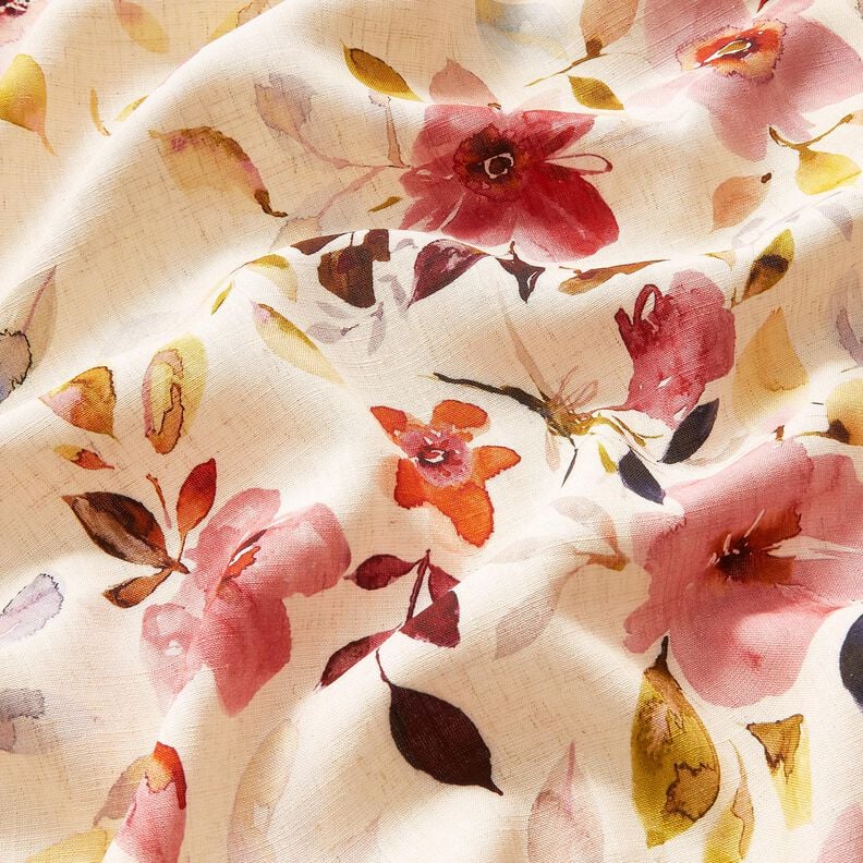 <h2>M&eacute;lange Lin-Viscose Fleurs Printani&egrave;res Digital, blanc cass&eacute;-cr&egrave;me/chili &ndash; Tiss&eacute; et Imprim&eacute;,  image number 2