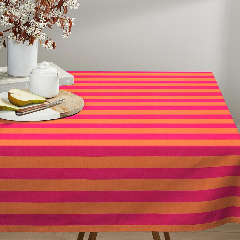 Tissu de décoration Semi-panama Grandes rayures – rose intense/orange,  image number 9