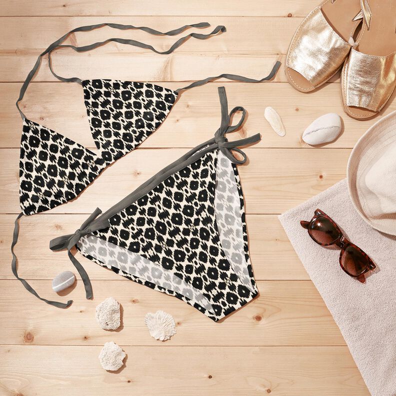 Tissu pour maillot de bain Imprimé léopard abstrait – noir/noix de cajou,  image number 6
