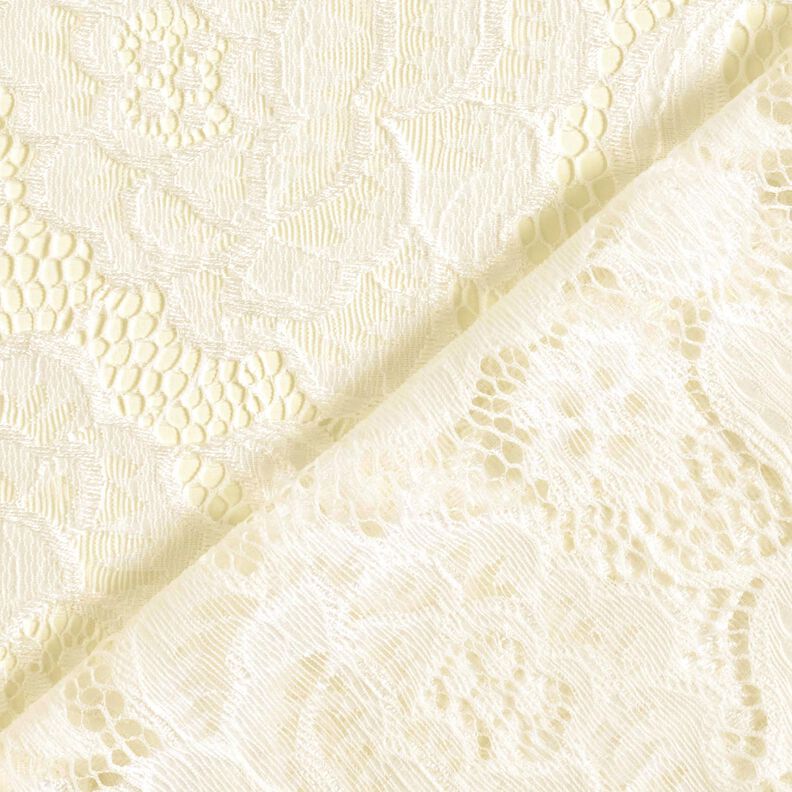 Dentelle élastique Fleurs et feuilles – écru, image number 5