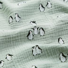 Tissu double gaze de coton joyeux pingouins – roseau, 