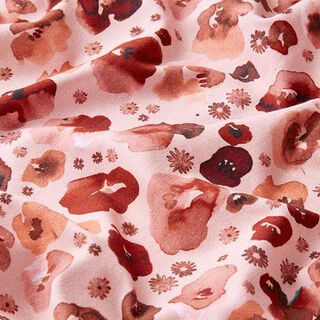 GOTS Jersey de coton Coquelicots & marguerites en aquarelle – vieux rose, 