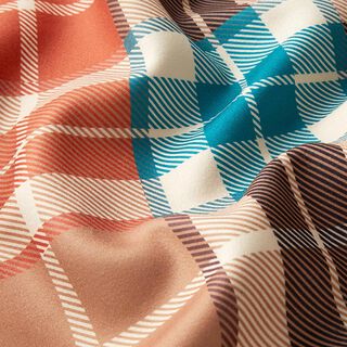 Tissu manteau stretch Grands carreaux – crème/beige, 