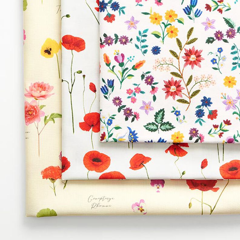 Tissu de décoration Semi-panama coquelicot – blanc/rouge, image number 5