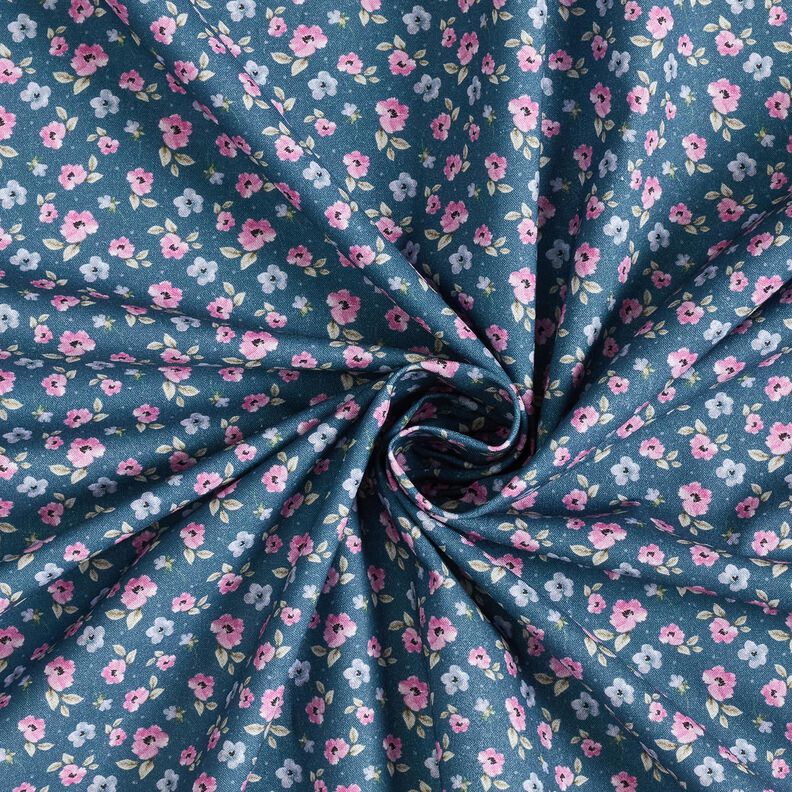 Tissu en coton Popeline feine Blüten – bleu/violet pastel,  image number 3
