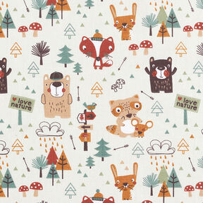 Cretonne Animaux de la forêt – blanc, 