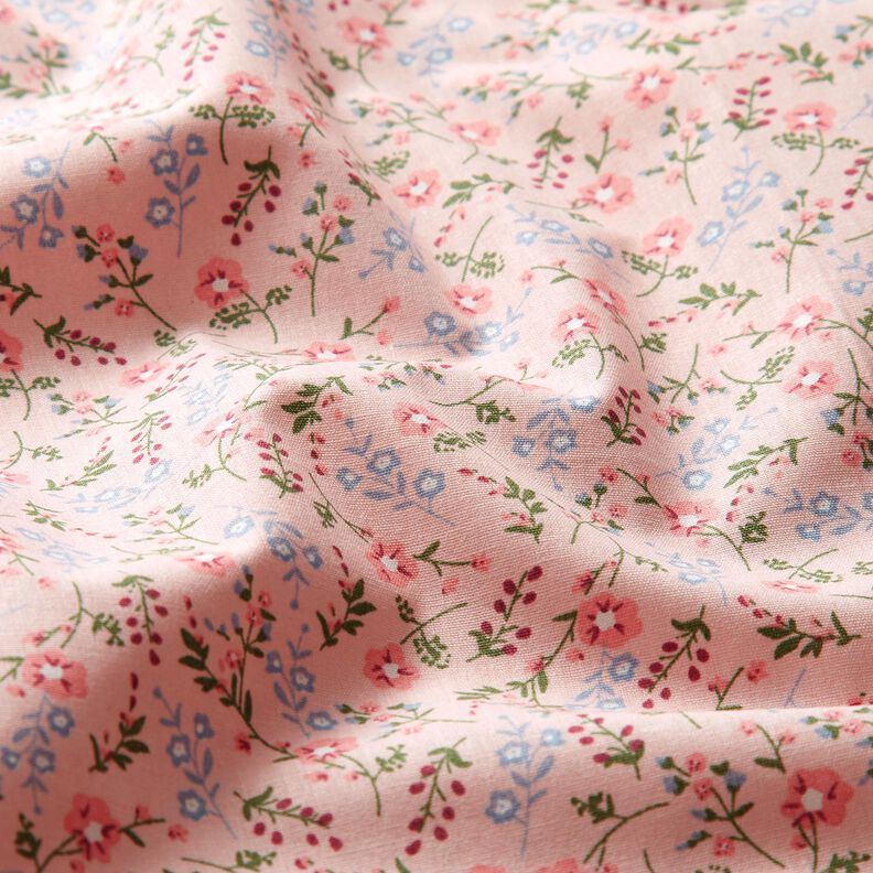Popeline coton Mille-fleurs – rosé/bleu clair,  image number 2