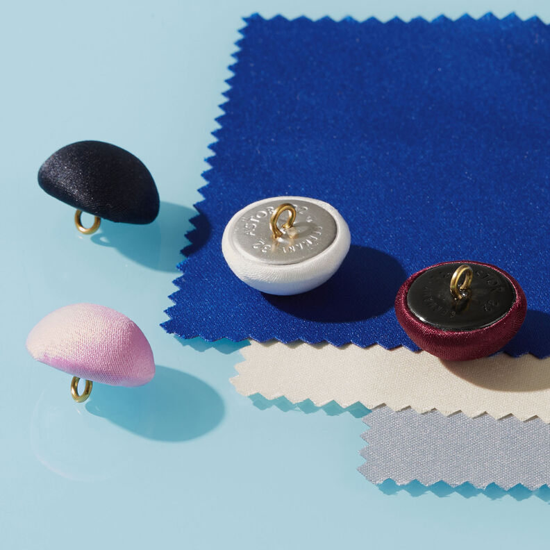 Bouton recouvert, Satin Duchesse – bleu nuit,  image number 2