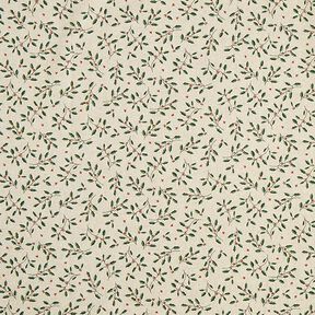 Tissu de décoration Semi-panama Rameaux de Noël – nature/vert sapin, 