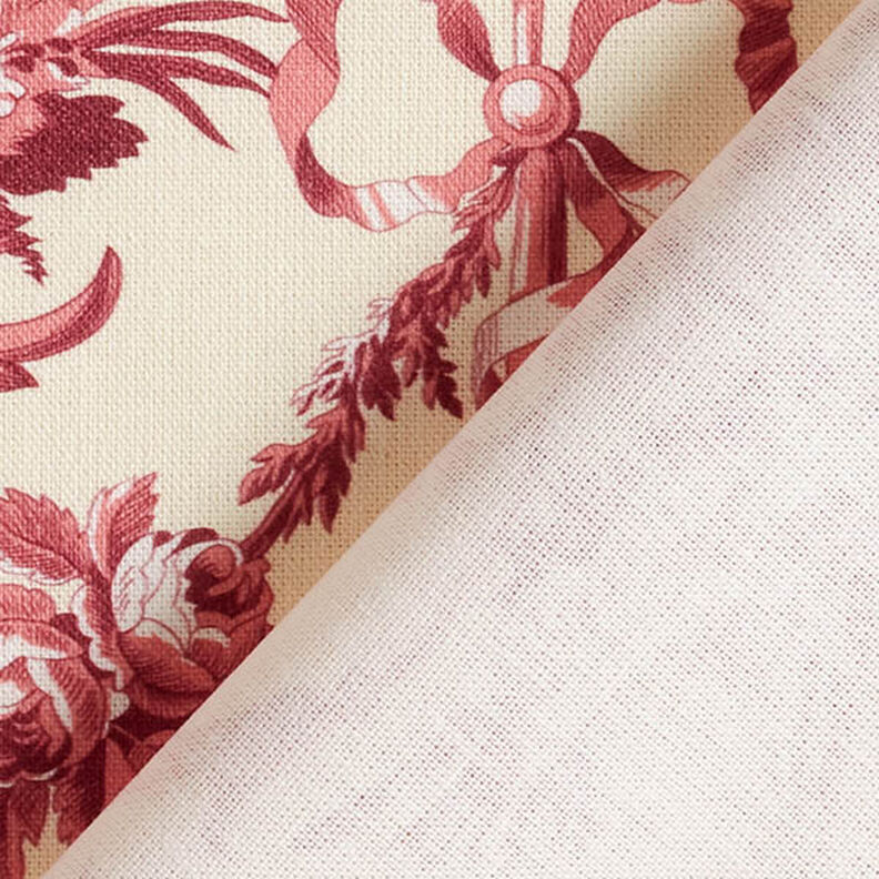 Tissu de décoration Canvas Couple romantique 280 cm – rouge bordeaux/crème,  image number 4