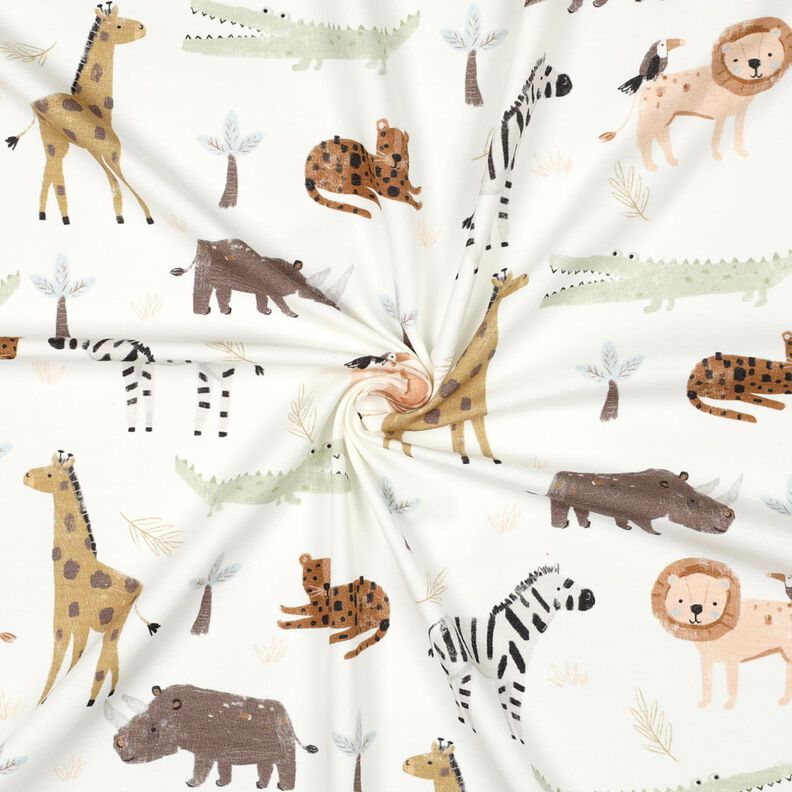 Jersey coton Animaux des steppes Impression numérique | Poppy Fabrics – ivoire/marron foncé,  image number 3