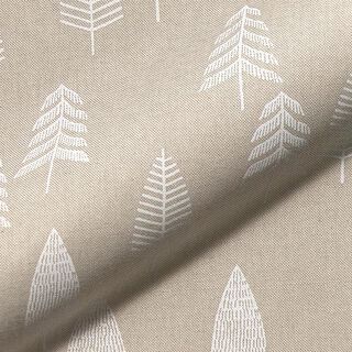 Tissu déco semi-panama Sapins – nature/blanc, 