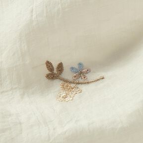 Voile crinkle broderie florale – écru/marron clair, 