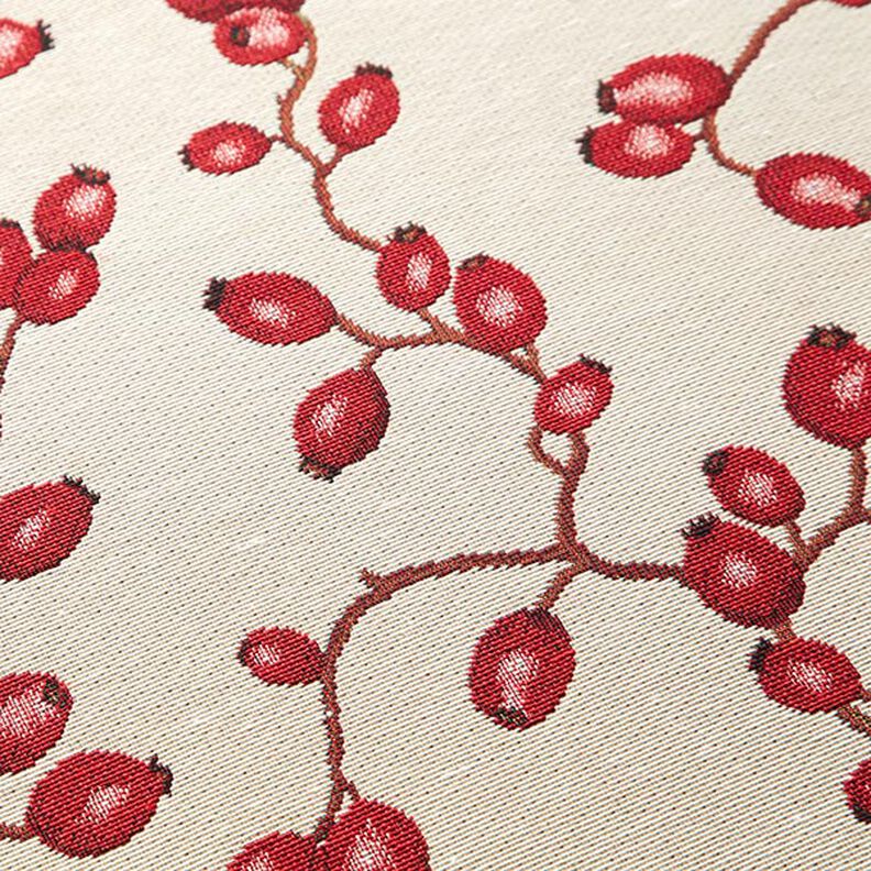 Tissu de décoration Gobelin Églantier – beige clair/rouge, image number 10