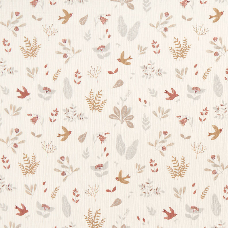 Tissu double gaze de coton Plantes forestières – écru,  image number 1
