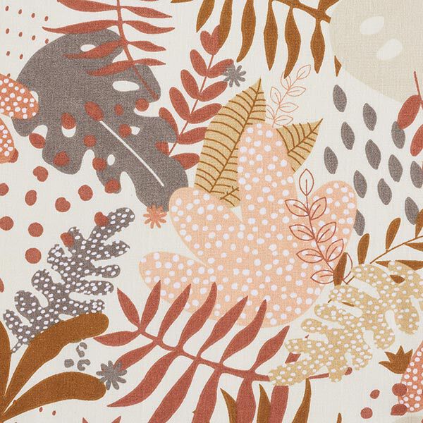 Tissu en coton Cretonne plantes de la jungle abstraites – terre cuite/abricot,  image number 6