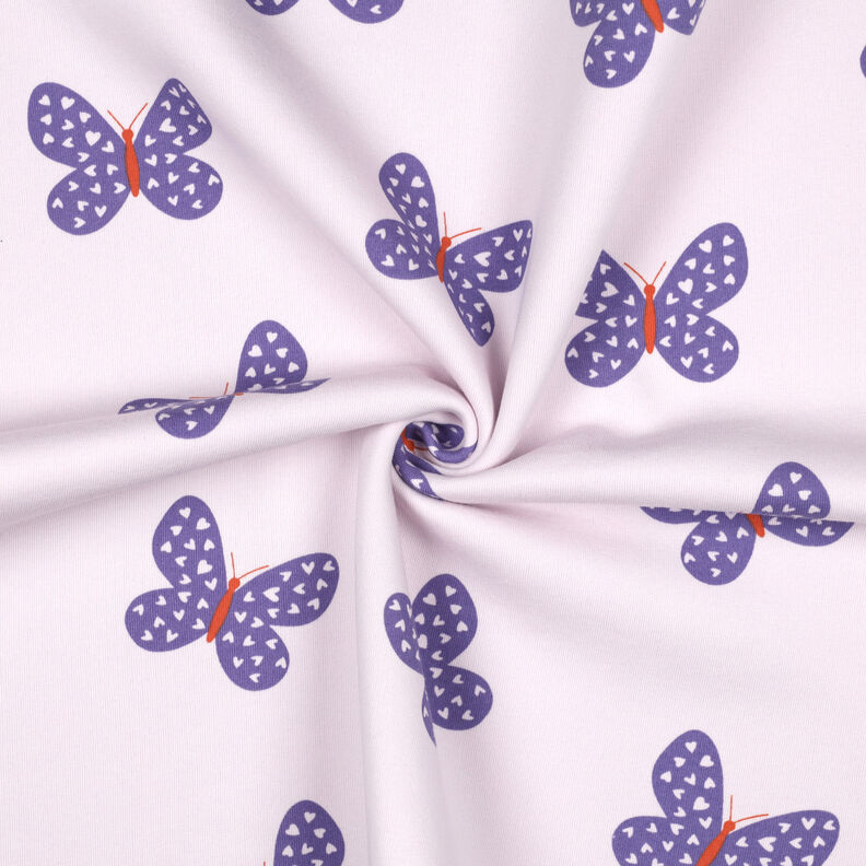 Sweatshirt gratté gros papillons | Poppy Fabrics – lilas pastel/lilas bleu,  image number 3