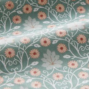 Coton enduit Rinceaux de feuilles délicats – eucalyptus/rosé, 