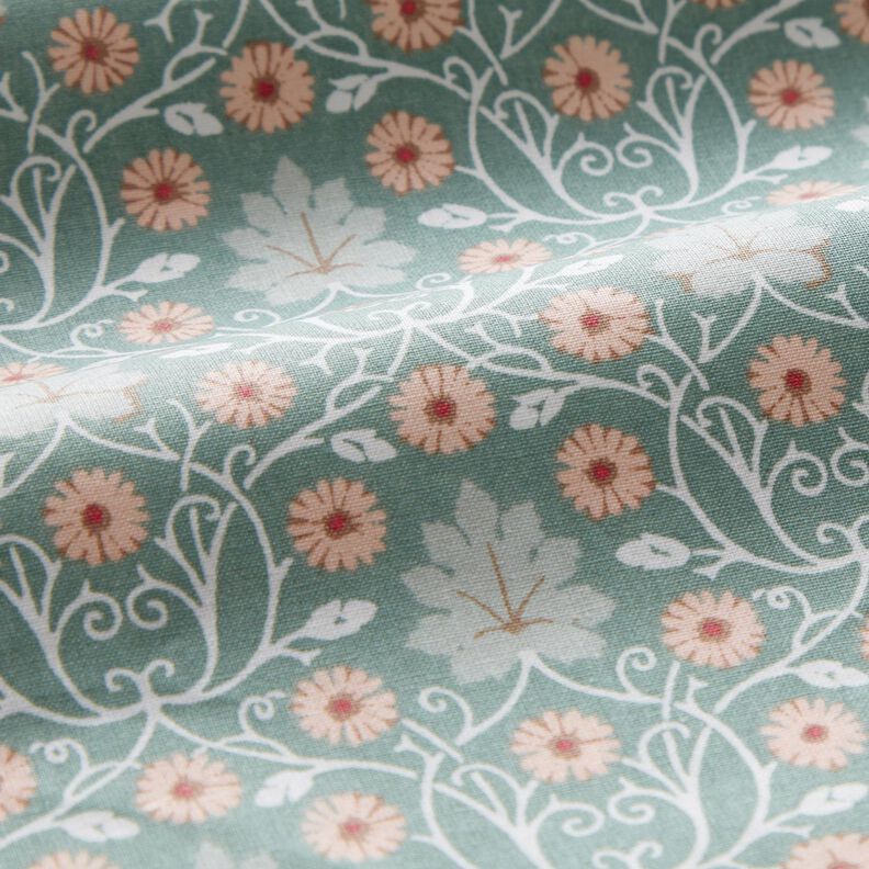 Coton enduit Rinceaux de feuilles délicats – eucalyptus/rosé,  image number 3