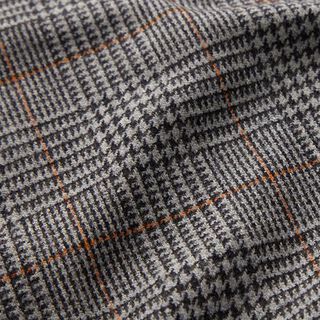 Drap de laine Prince de Galles – gris foncé/orange, 