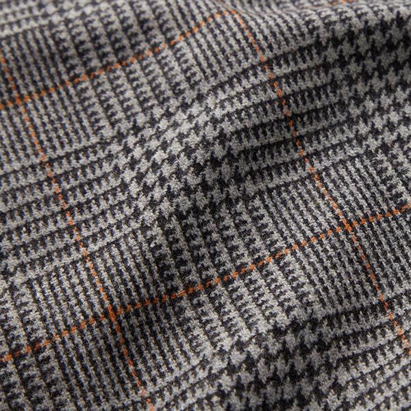 Drap de laine Prince de Galles – gris foncé/orange,  image number 2