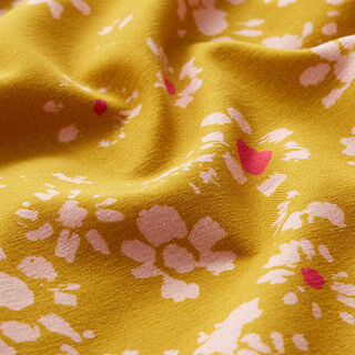 GOTS Jersey coton camomille | Tula – jaune curry/rose, 