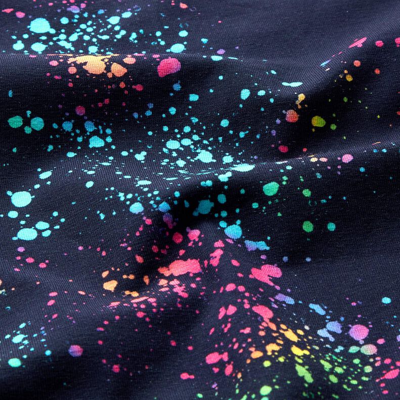 Jersey coton Taches de peinture colorées | Glitzerpüppi – bleu marine/mélange de couleurs,  image number 1