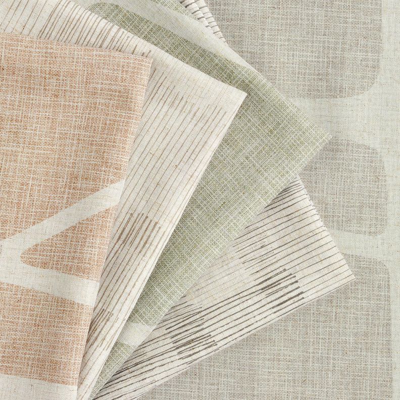 Tissu pour voilages Mélange lin Rayures irrégulières – gris/nature, image number 5