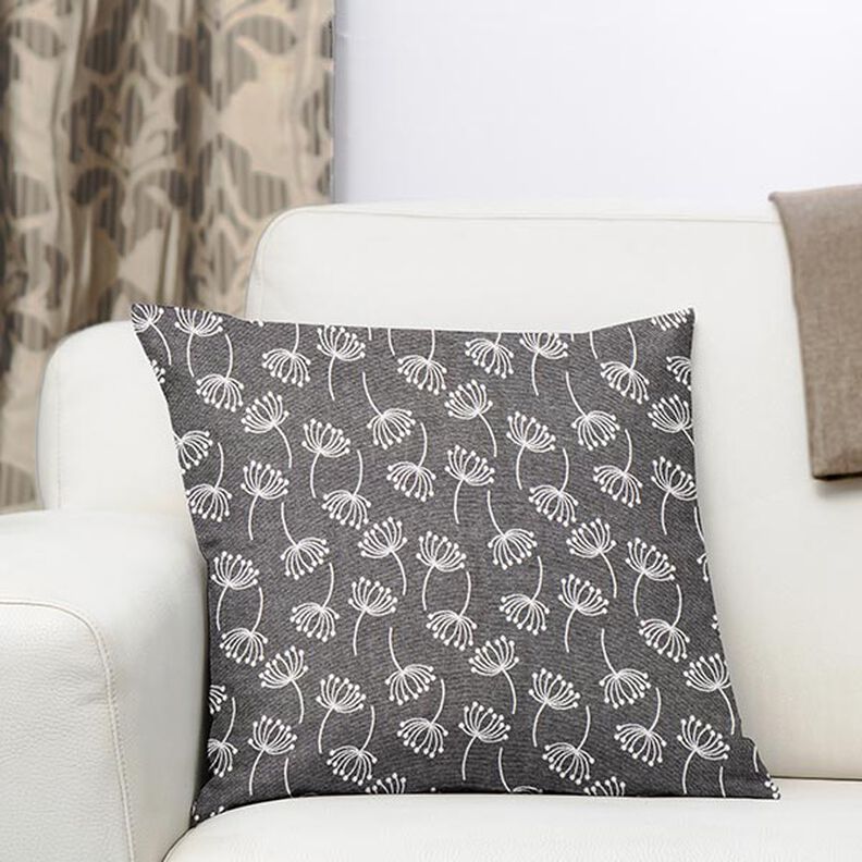 Tissu d’ameublement Jacquard Fleurs de pissenlit – gris,  image number 6