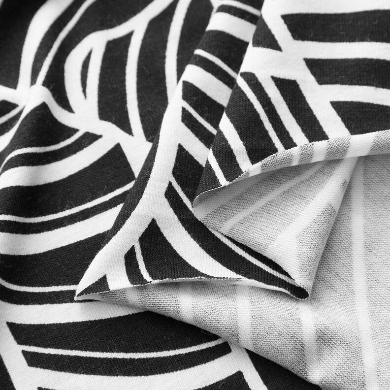 Jersey viscose Feuilles abstraites – noir/blanc,  image number 3