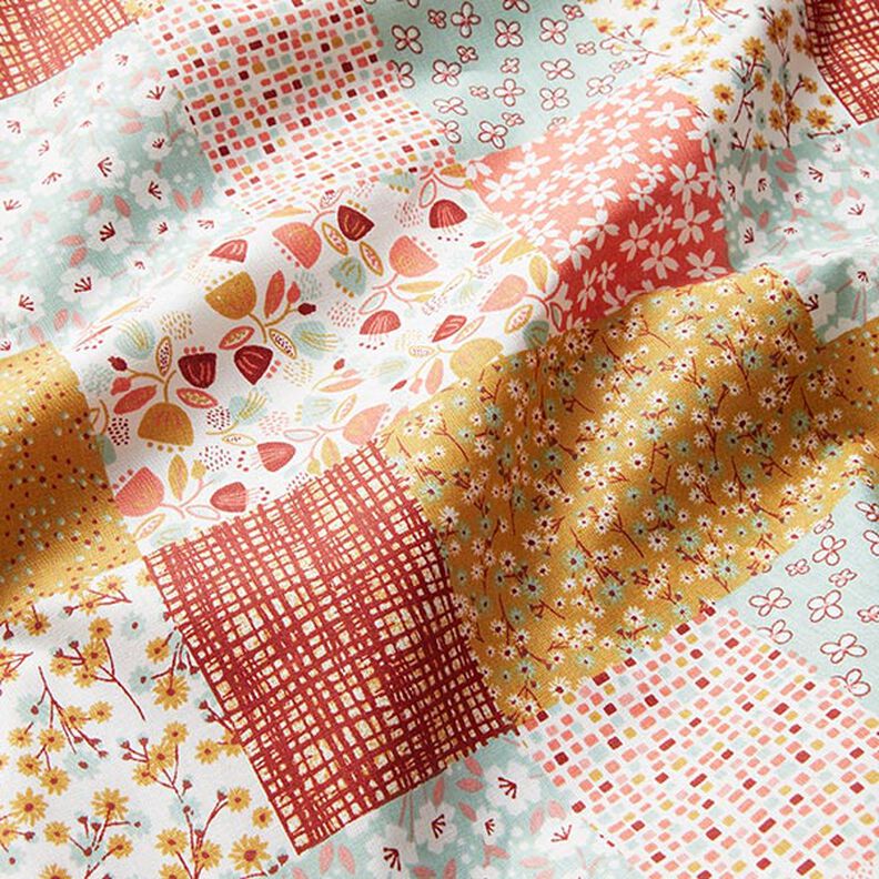 Tissu en coton Cretonne look patchwork – blanc/saumon,  image number 2