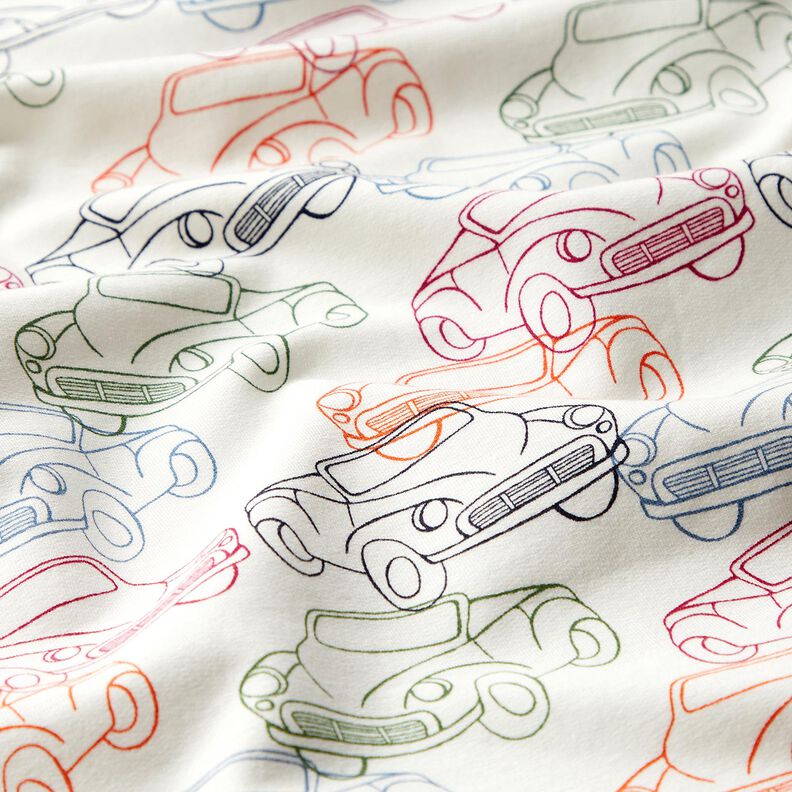 French Terry Sweat d’été voitures colorées – écru,  image number 2