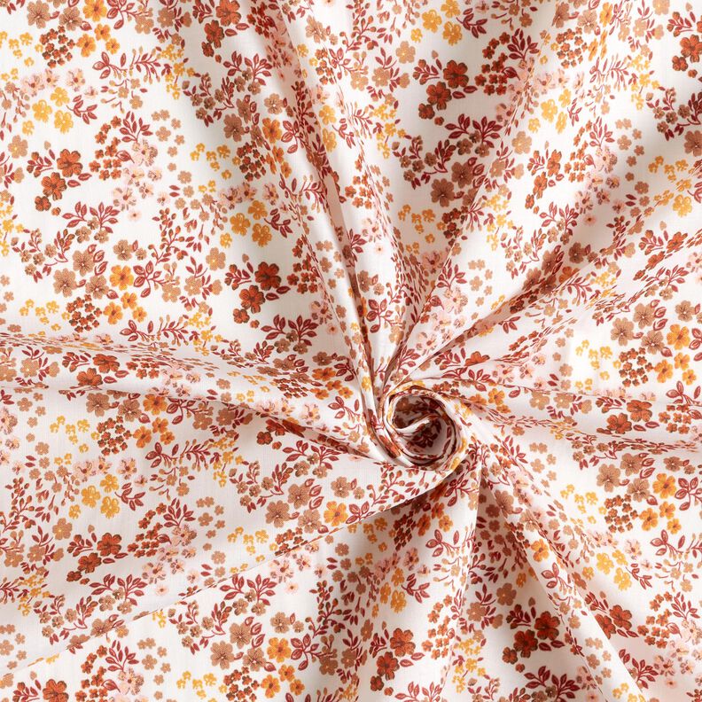 Voile de coton Mille-fleurs – blanc/cuivre,  image number 3