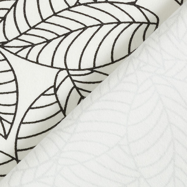 Jersey coton feuilles dessinées – blanc/noir,  image number 4