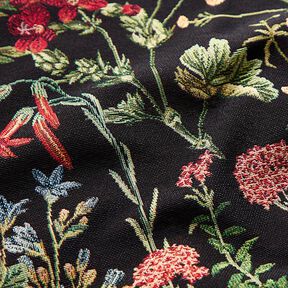 Tissu de décoration Gobelin prairie fleurie – noir, 