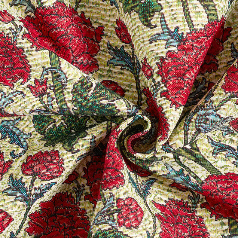 Tissu de décoration Gobelin Pivoines artistiques – beige clair/carmin, image number 4