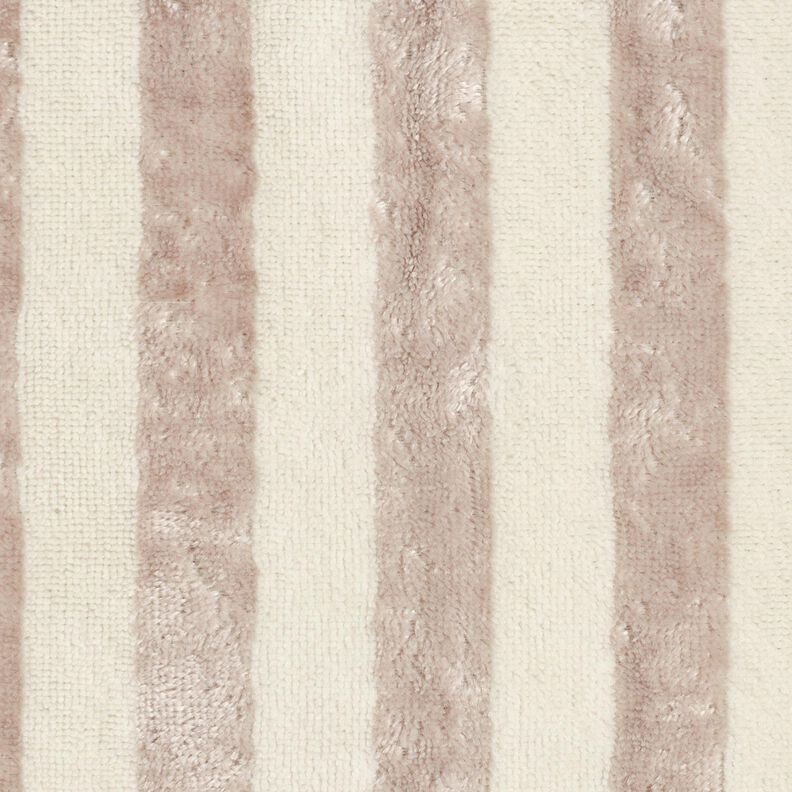 Tissu éponge Bambou Larges rayures – amande/taupe clair, image number 1