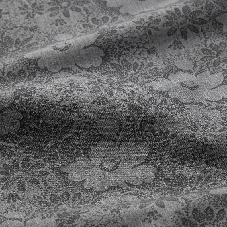 Tissu pour chemise à fleurs – gris/noir,  image number 2